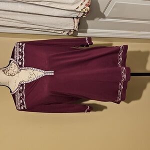 Urban Coco Burgundy Embroidered Women's Tunic